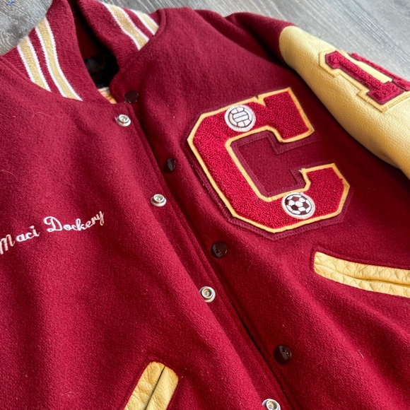 Maroon and Yellow Varsity Jacket AS - Picture 2 of 7